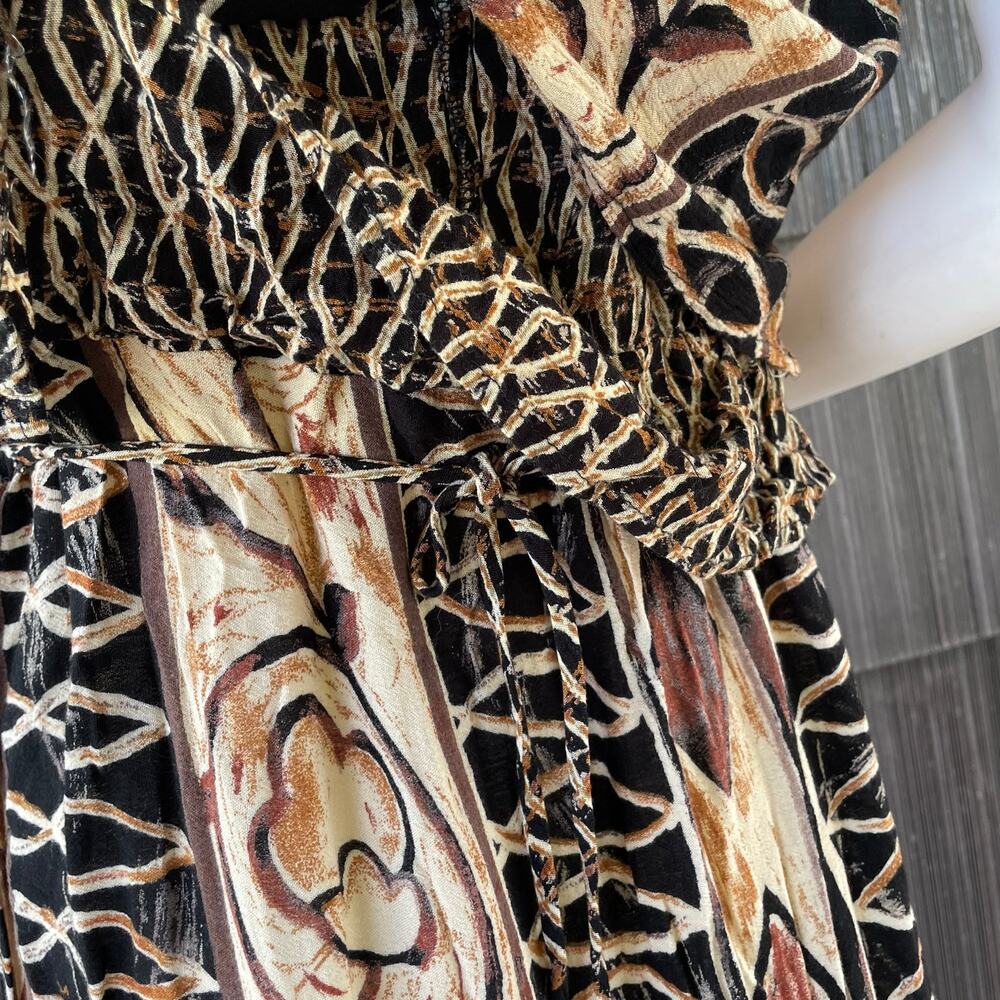 🔥 90s Rabbit Rabbit Rabbit Geometric Abstract Print Boho Tribal Safari Dress 10 - Picture 7 of 14